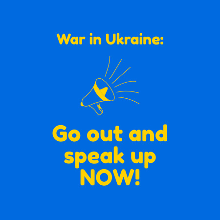 Modèle de visuel Phrase de motivation pour soutenir l'Ukraine avec un haut-parleur - Instagram