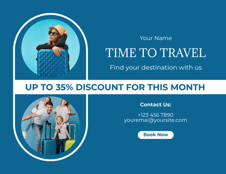 Monthly Proposition from Travel Agency Thank You Card 5.5x4in Horizontal Design Template