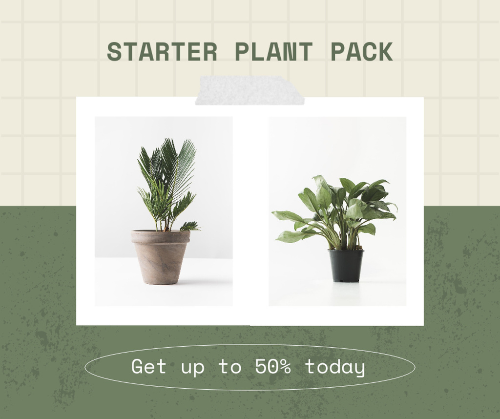 Potted Plant Discount Announcement Facebook Šablona návrhu