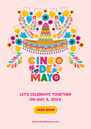 Celebration of Cinco de Mayo with Colorful Flowers Poster A3 – шаблон для дизайну