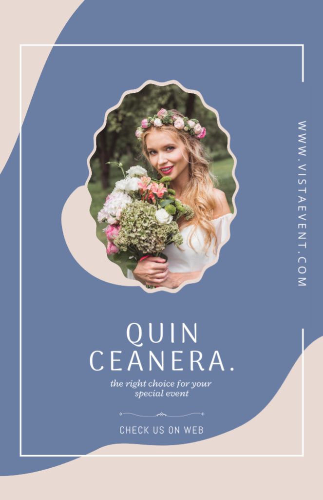 Platilla de diseño Event Agency Offer for Celebrate Quinceañera with Beautiful Woman Flyer 5.5x8.5in