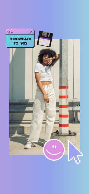 Designvorlage Happy African American Girl in White für Snapchat Moment Filter