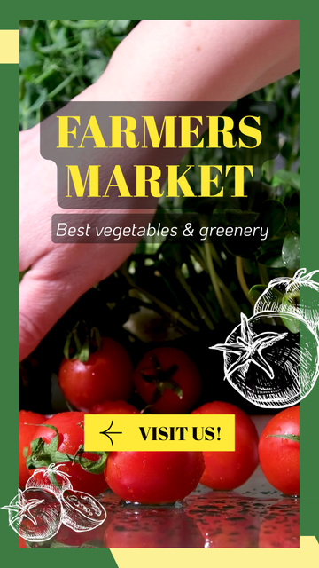 Local Farmer's Fair Promotion With Veggies And Greens TikTok Video Modelo de Design