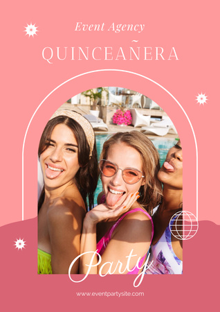 Modèle de visuel Party Quinceañera with Smiling Girl - Poster
