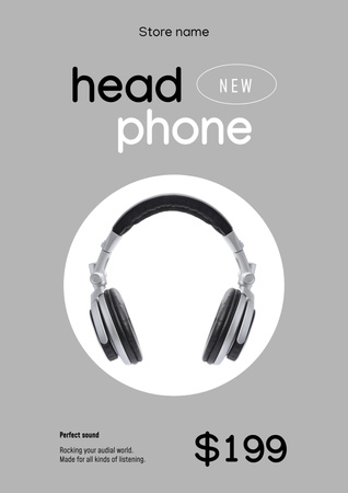 New Headphones Sale Ad Poster Design Template