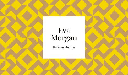 Platilla de diseño Business Analyst Services with Geometric Pattern in Yellow Business card