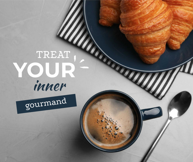 Plantilla de diseño de Brunch Ideas with Coffee and Croissants Facebook 