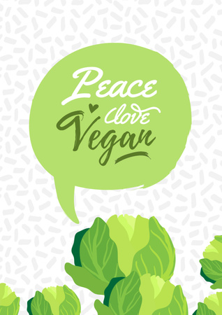 Vegan Lifestyle Concept with Green Plant Poster A3 Design Template
