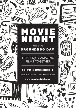 Movie night event on Groundhog Day Poster Modelo de Design