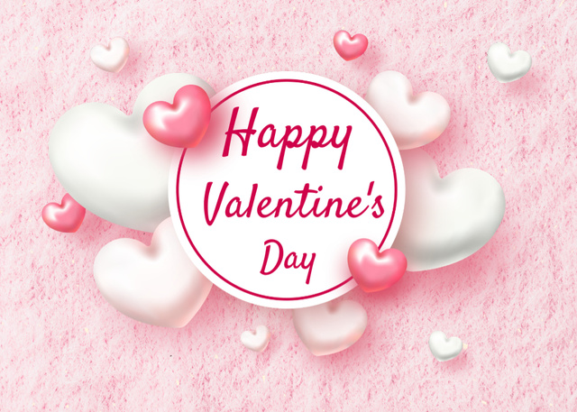 Designvorlage Happy Valentine's Day Congratulations With Hearts für Postcard 5x7in