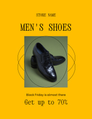 Sale Announcement of Men's Stylish Shoes on Yellow