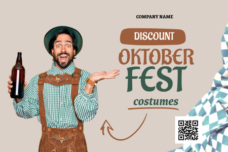Oktoberfest Costumes Ad Postcard 4x6in Design Template