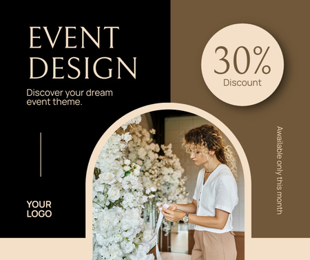 Discount on Chic Event Design Services Facebook Modelo de Design