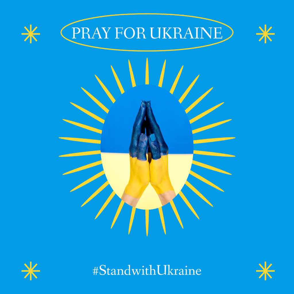 Designvorlage Call to Pray for Ukraine with Folded Hands für Instagram