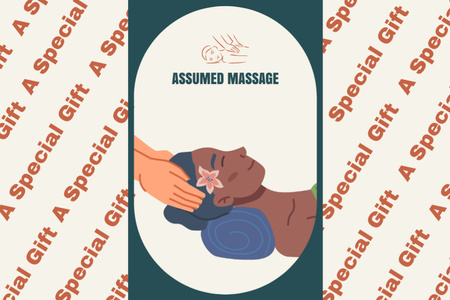 Wellness Massage Center Ad with Woman Gift Certificate Design Template
