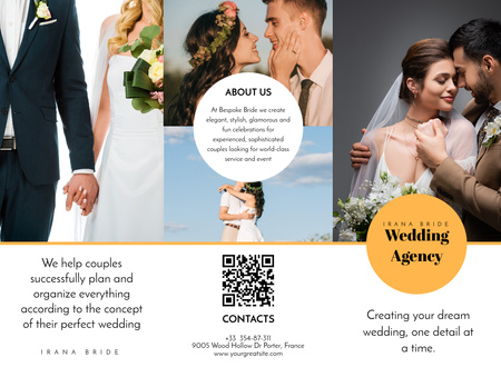 Plantilla de diseño de Anuncio de agencia de bodas con collage de parejas felices Brochure 8.5x11in 