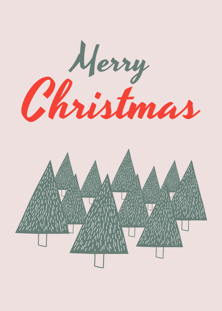 Jolly Christmas Holiday Salutations with Firs Postcard 5x7in Vertical Šablona návrhu