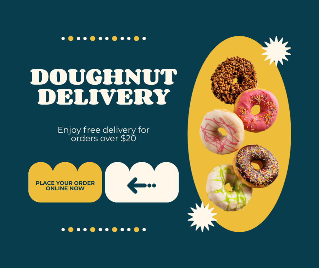 Platilla de diseño Doughnut Delivery Services Offer Facebook