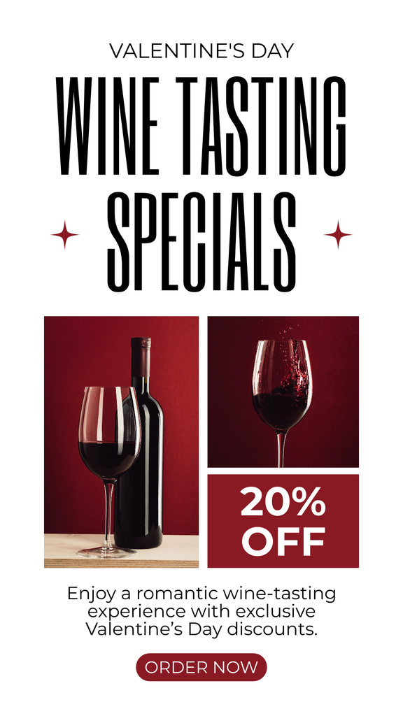 Valentine's Day Wine Tasting Event At Reduced Price Instagram Story tervezősablon
