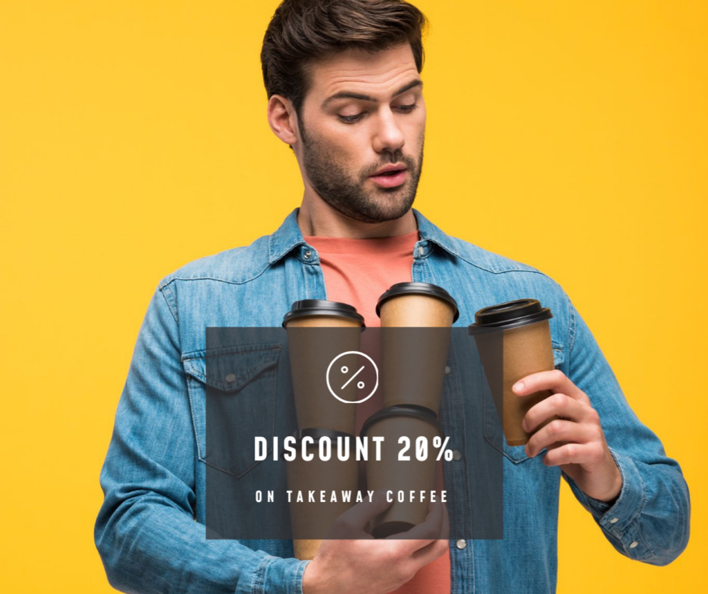 Coffee sale with cup in pink Facebook tervezősablon