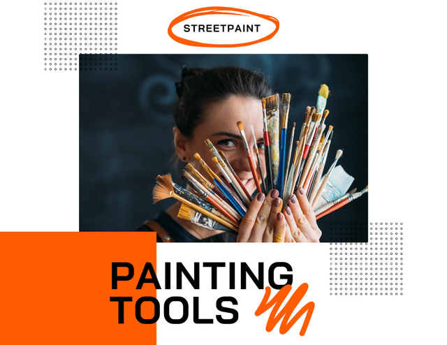 Versatile Painting Tools And Supplies Promotion Flyer 8.5x11in Horizontal Design Template