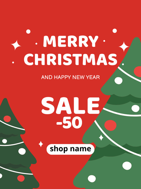Christmas and New Year Sale on Red and Green Poster US Design Template