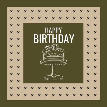 Birthday Card with Cake Instagram Design Template