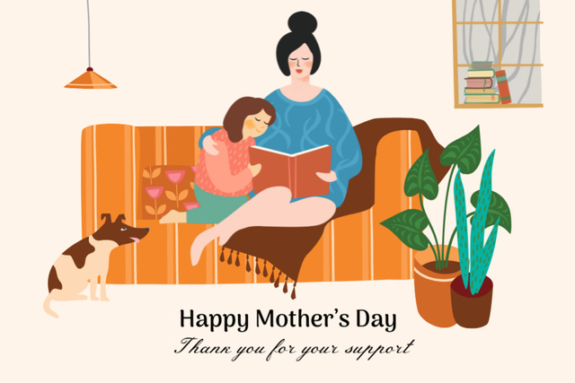 Ontwerpsjabloon van Postcard 4x6in van Mother's Day Greeting With Illustration