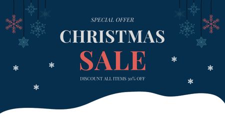 Christmas Sale Special Offer Blue Winter Facebook AD Design Template
