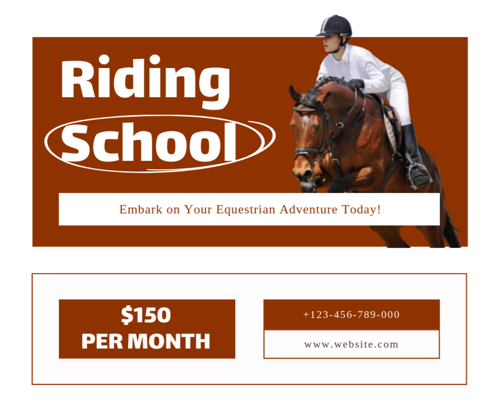 Designvorlage Awesome Equestrian School With Payment For Month für Facebook