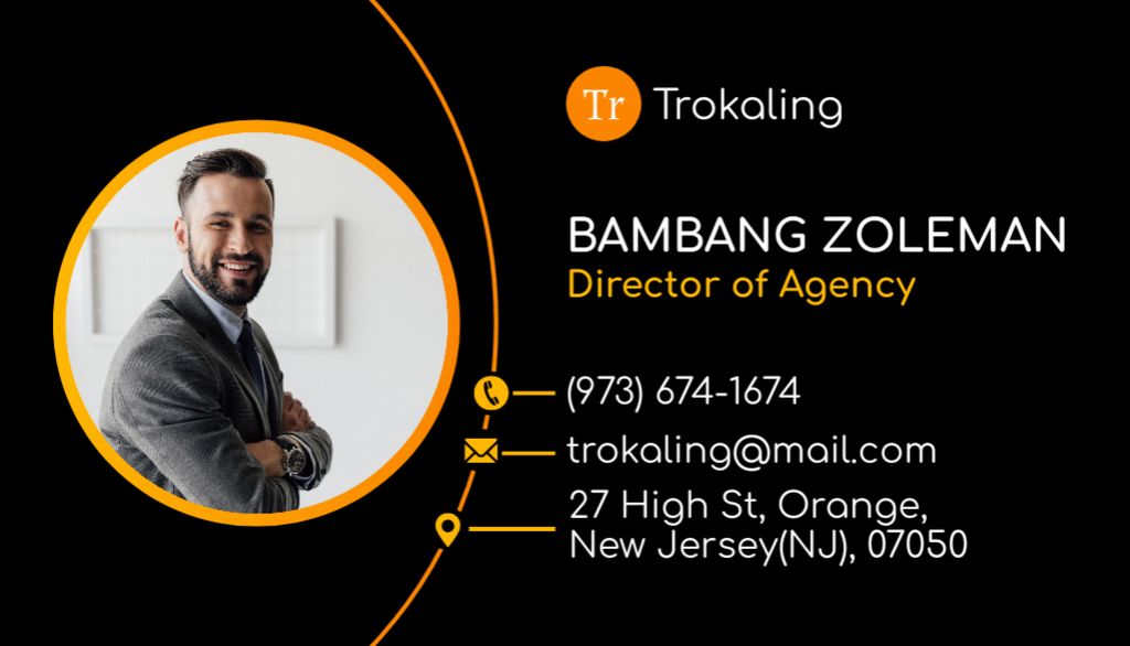 Contacts of Travel Agency Director Business Card US tervezősablon
