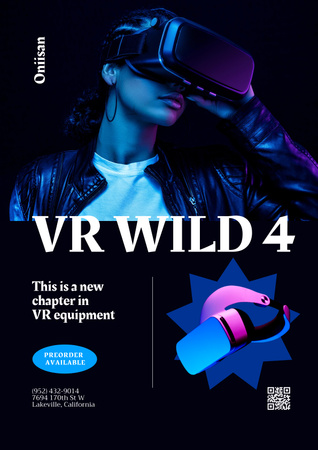 Gaming Gear Ad with Man in VR Glasses Poster Design Template