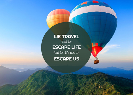 Travel inspiration with Hot Air Balloons in Mountains Flyer A6 Horizontal Design Template