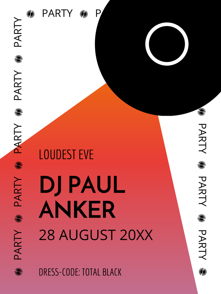 Designvorlage Fabulous Party Event Announcement with DJ für Poster 36x48in