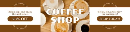 Designvorlage Große Auswahl an Kaffeegetränken zu reduzierten Preisen für Twitter