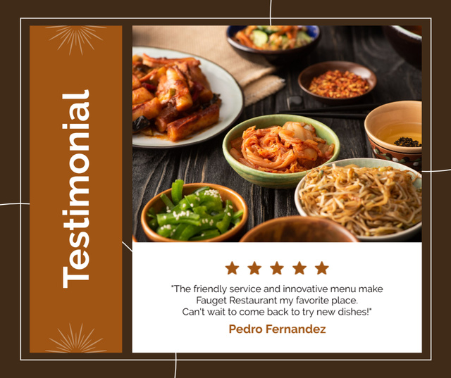 Customer's Testimonial about Service and Menu Facebookデザインテンプレート