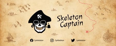 Ontwerpsjabloon van Twitch Profile Banner van piraten schedel spel karakter