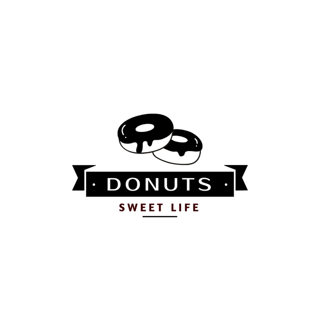 Emblem of Donuts Store with Illustration Logo 1080x1080px Design Template