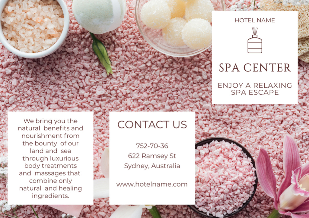 Spa Service Offer with Aromatic Salts Brochureデザインテンプレート
