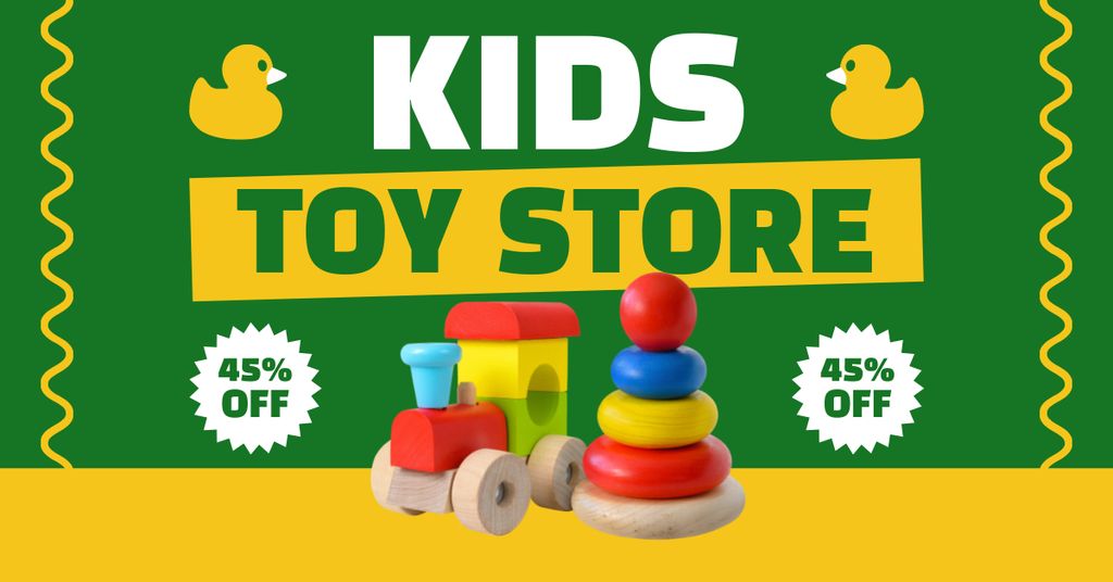 Plantilla de diseño de Discount on Bright Children's Toys Facebook AD 