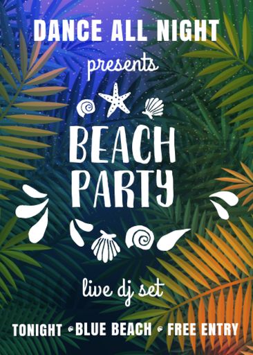 Dance Party Invitation With Palm Leaves 