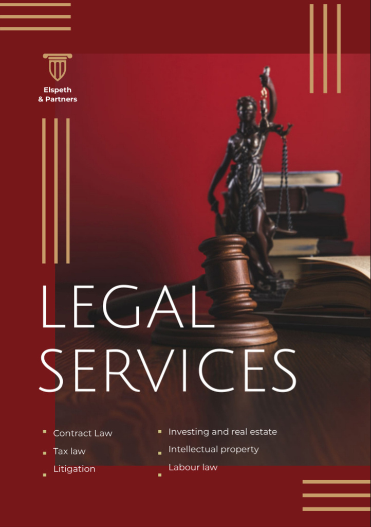 Designvorlage Legal Services Ad with Themis Statuette für Flyer A7
