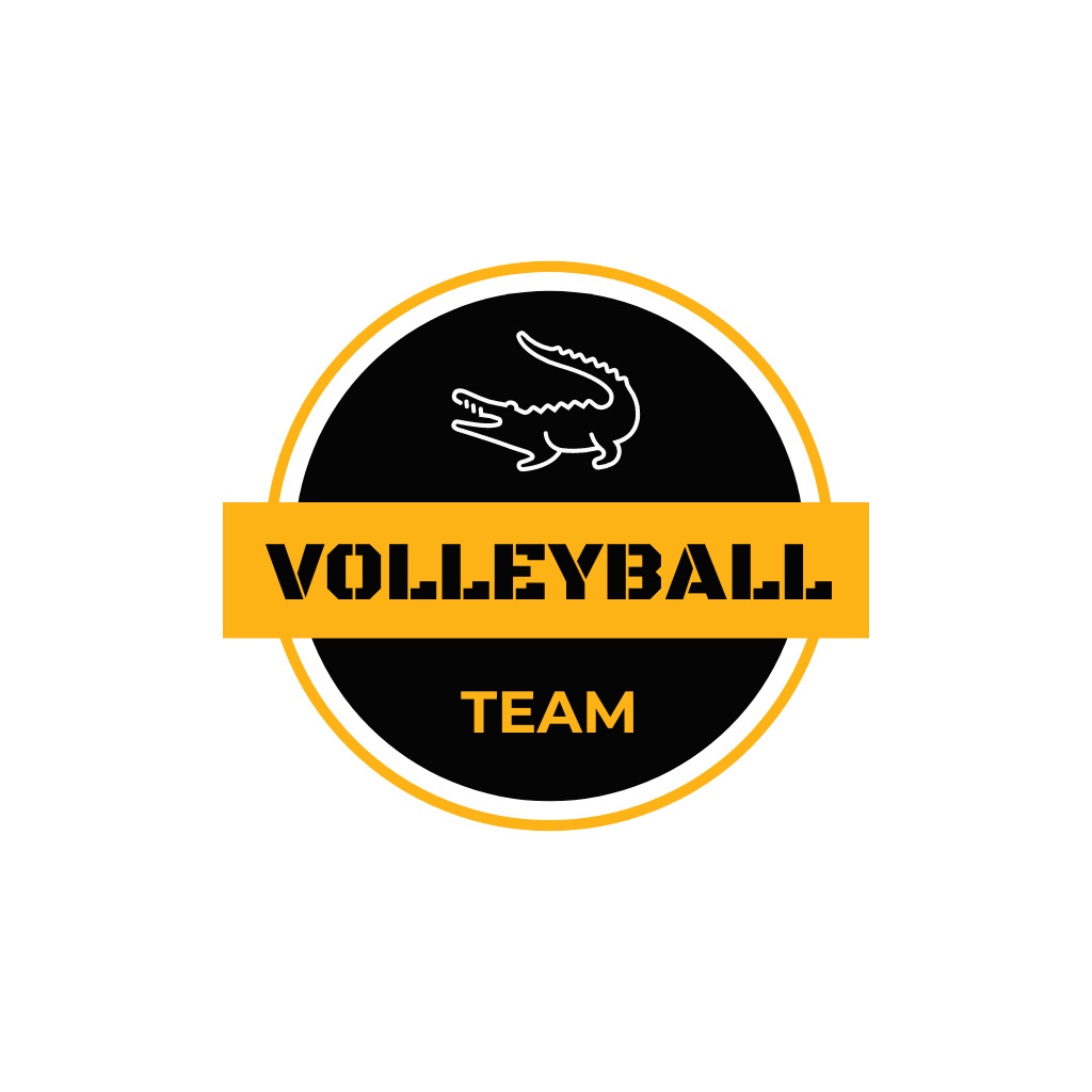 Volleyball Sport Club Emblem with Crocodile Logo Tasarım Şablonu
