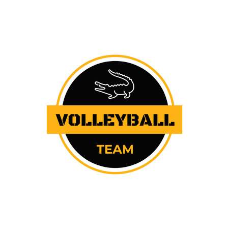 Volleyball Sport Club Emblem with Crocodile Logo Design Template