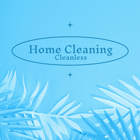 Home Cleaning Services Offer on Blue Square 65x65mm Tasarım Şablonu