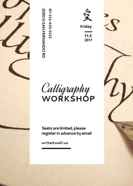 Calligraphy Workshop Announcement Flayer Šablona návrhu