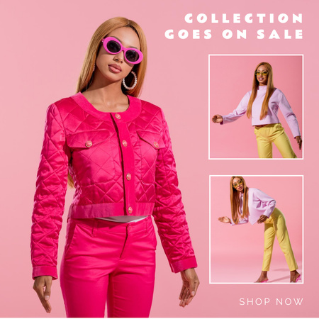 Modèle de visuel Female New Fashion Collection with Young Woman in Pink Suit - Instagram