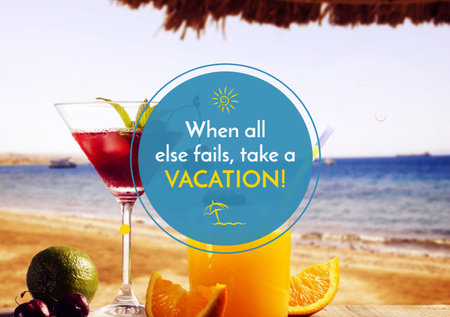 Vacation Offer Cocktail At The Beach Postcard A5 Design Template