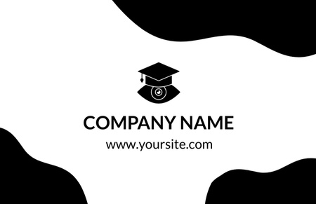 Modèle de visuel Image of Company Emblem with Graduation Hat - Business Card 85x55mm