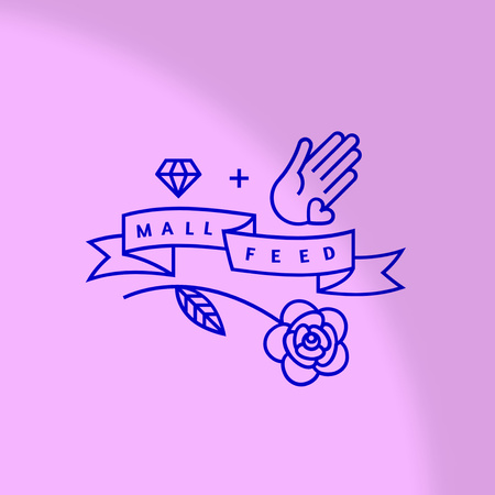 Template di design emblema negozio con rosa e diamante Logo